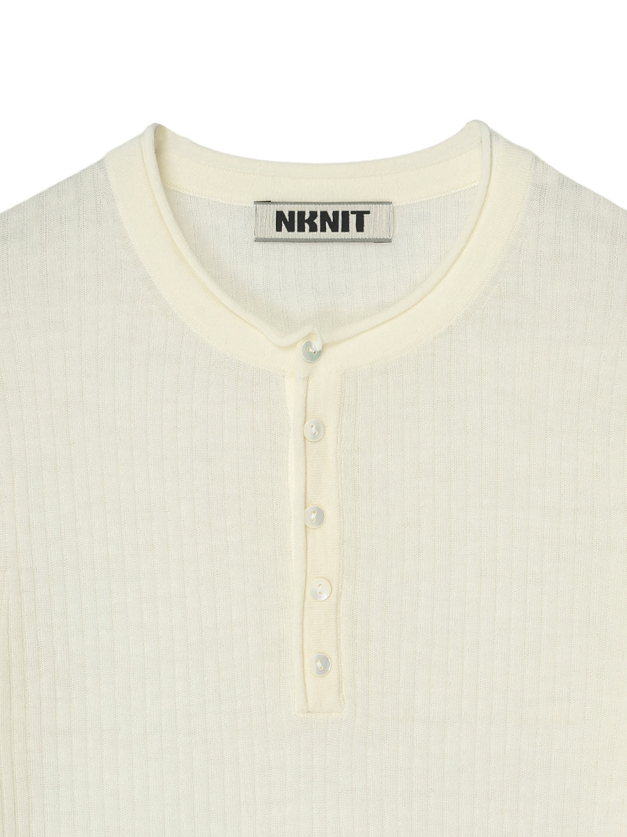 sheer rib henley KNIT