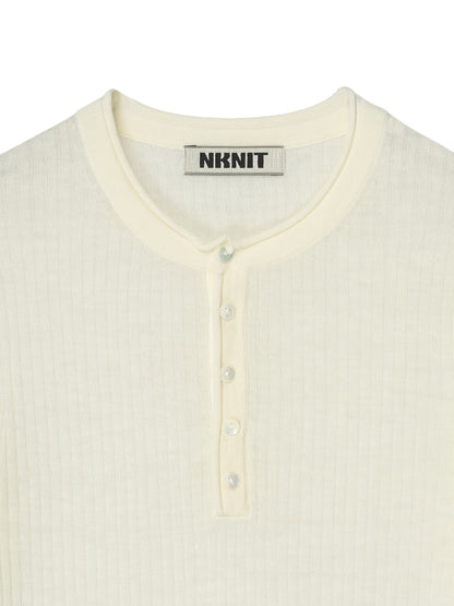 sheer rib henley KNIT