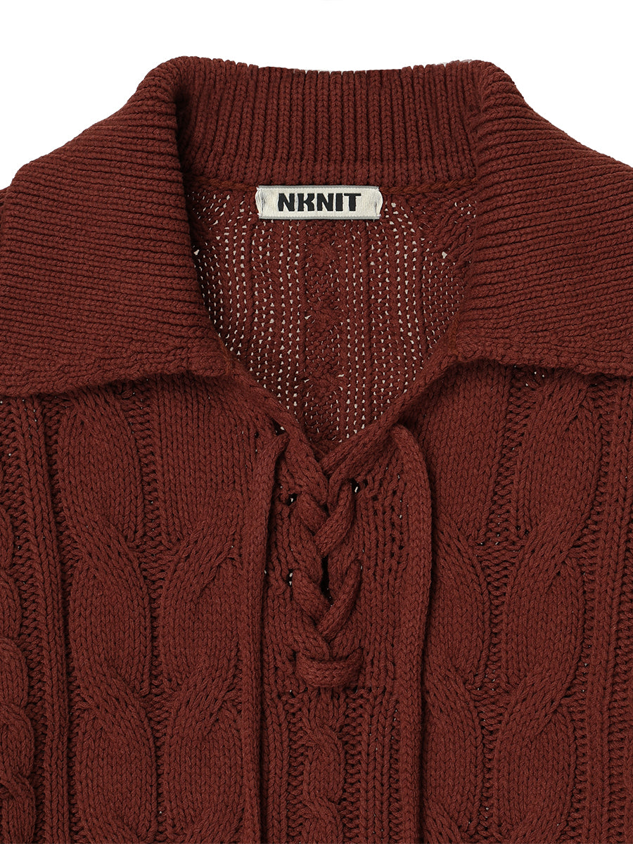 cotton cable lace up KNIT