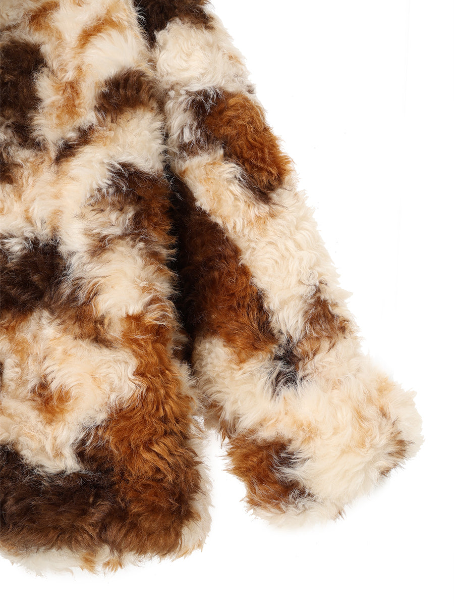 stand collar faux fur jacket