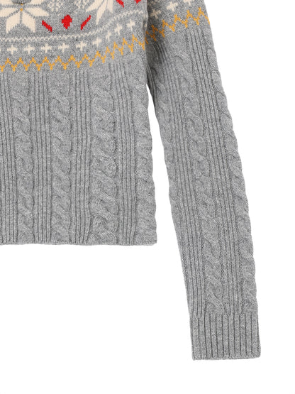 nordic pattern boat neck henley KNIT