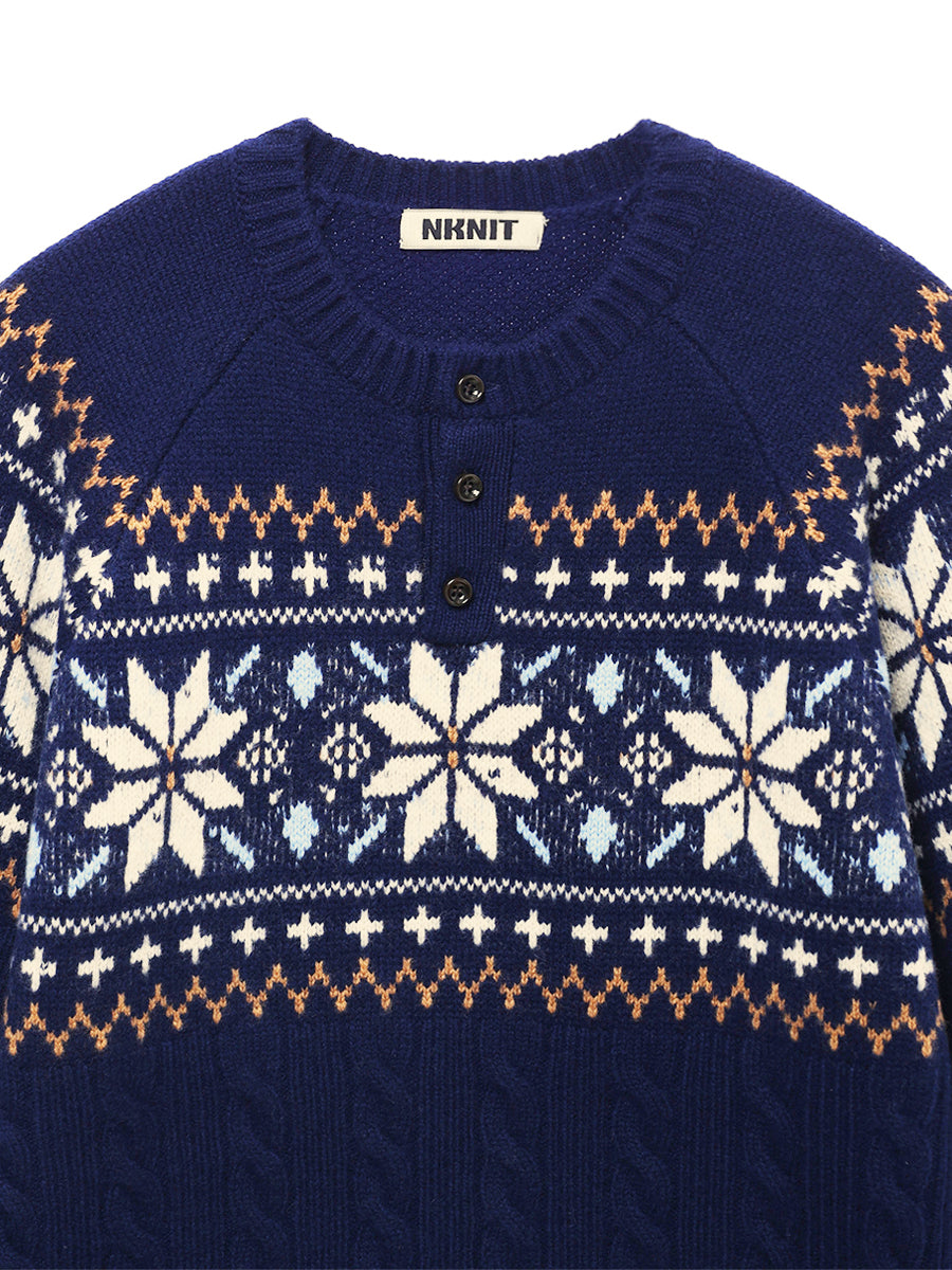 nordic pattern henley KNIT