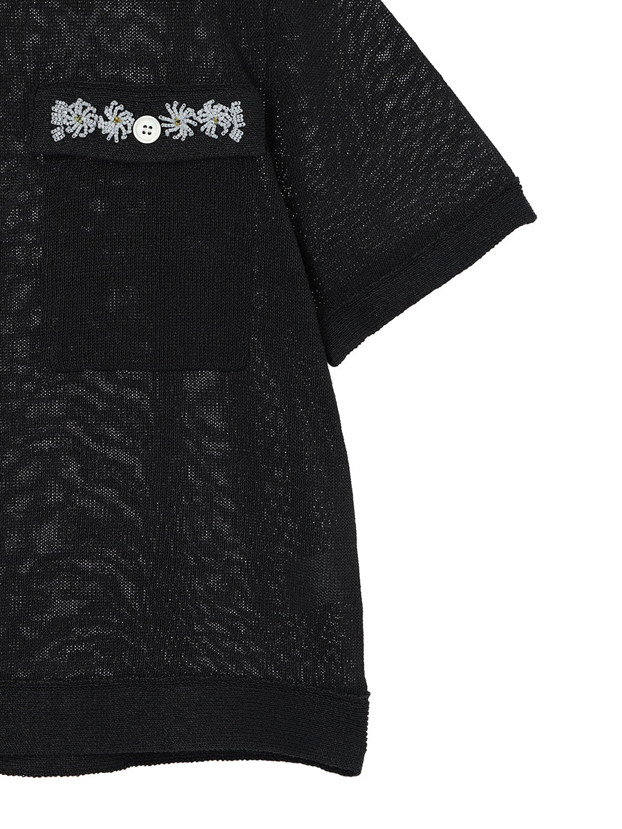 beads flower KNIT shirt