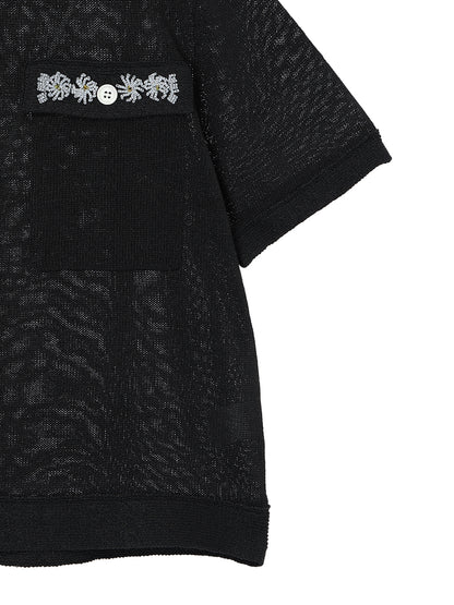 beads flower KNIT shirt
