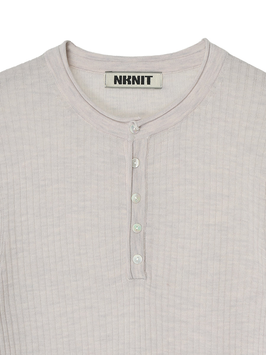 sheer rib henley KNIT