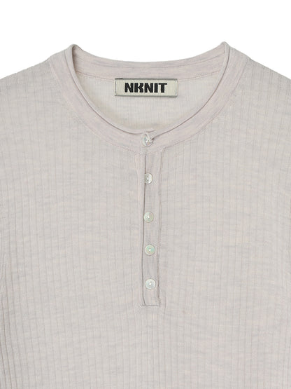 sheer rib henley KNIT