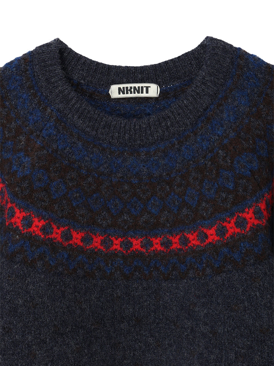 fair Isle pattern balloon sleeve KNIT