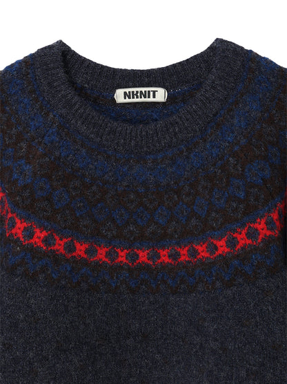 fair Isle pattern balloon sleeve KNIT