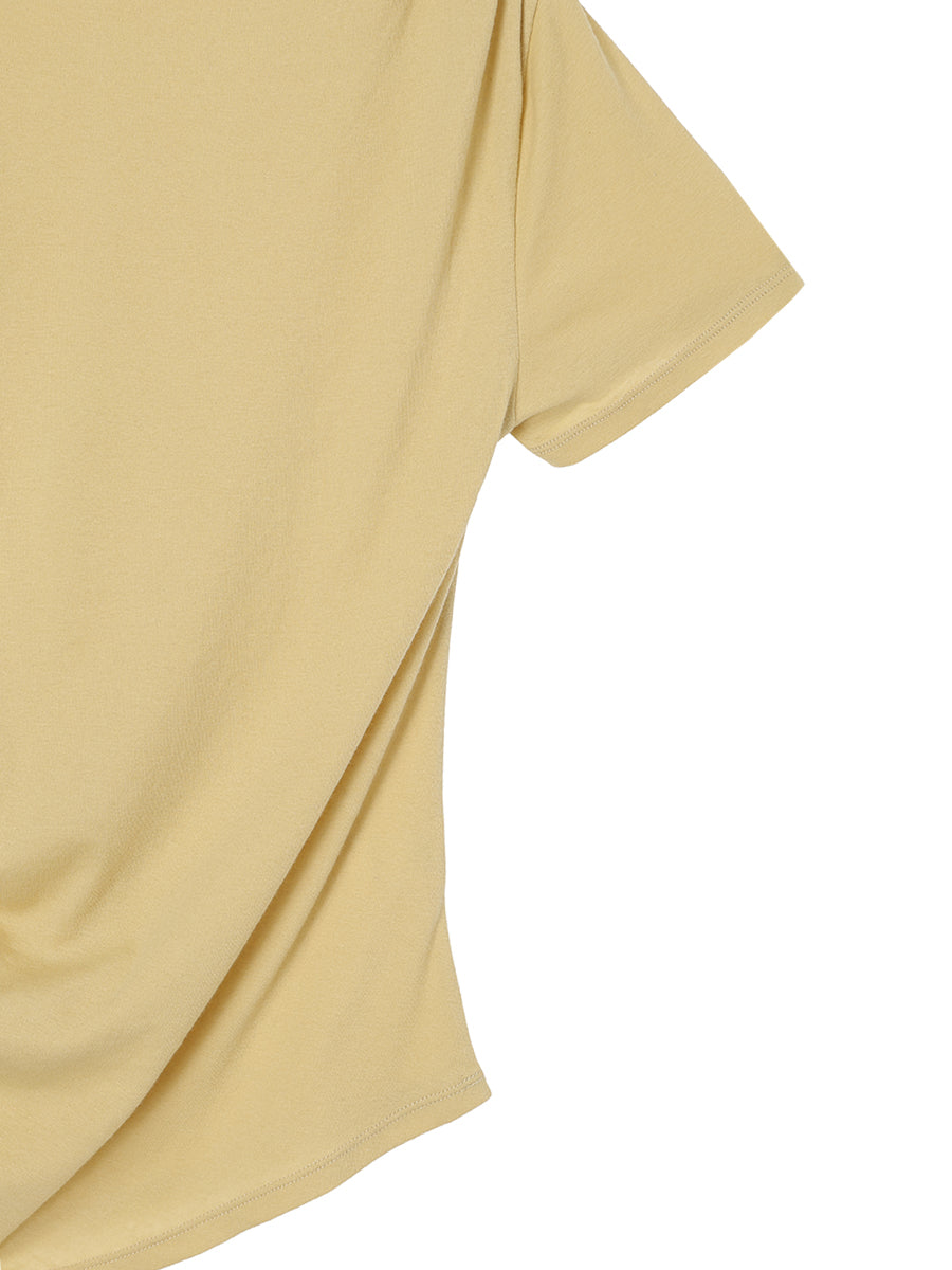 cotton/cashmere asymmetry gatherT-shirt – NKNIT