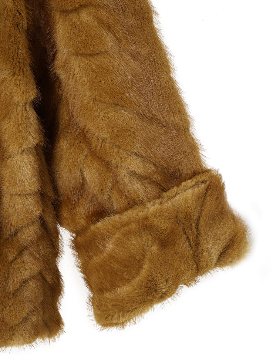 stand collar faux fur jacket