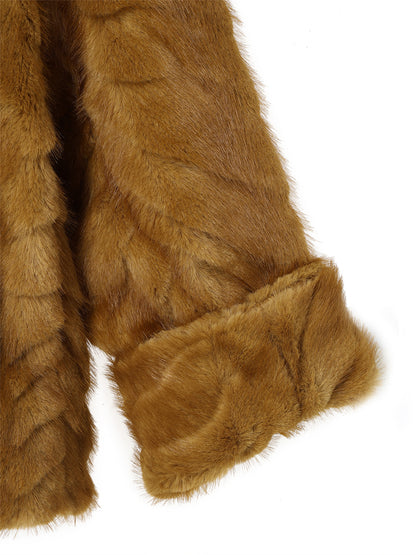 stand collar faux fur jacket