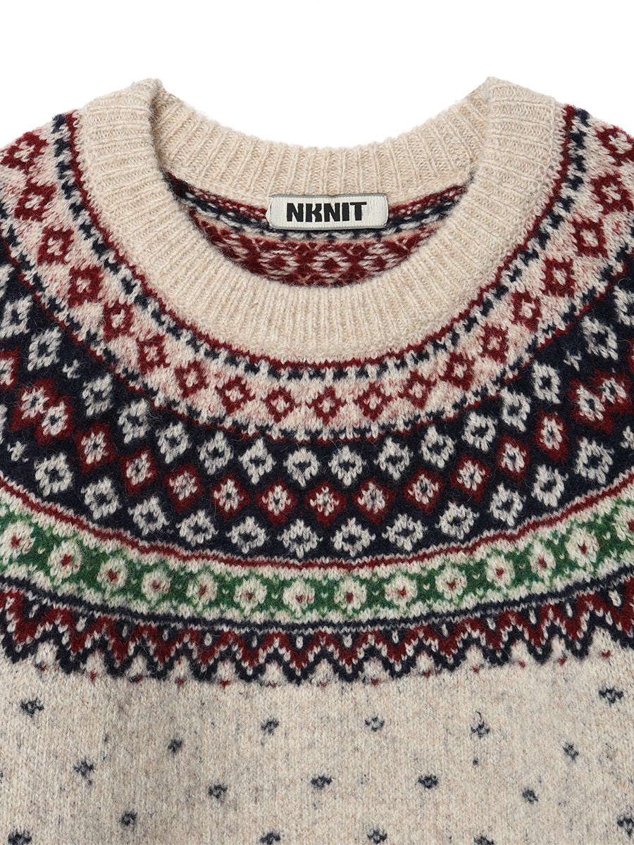 fair Isle pattern balloon sleeve KNIT