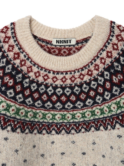 fair Isle pattern balloon sleeve KNIT