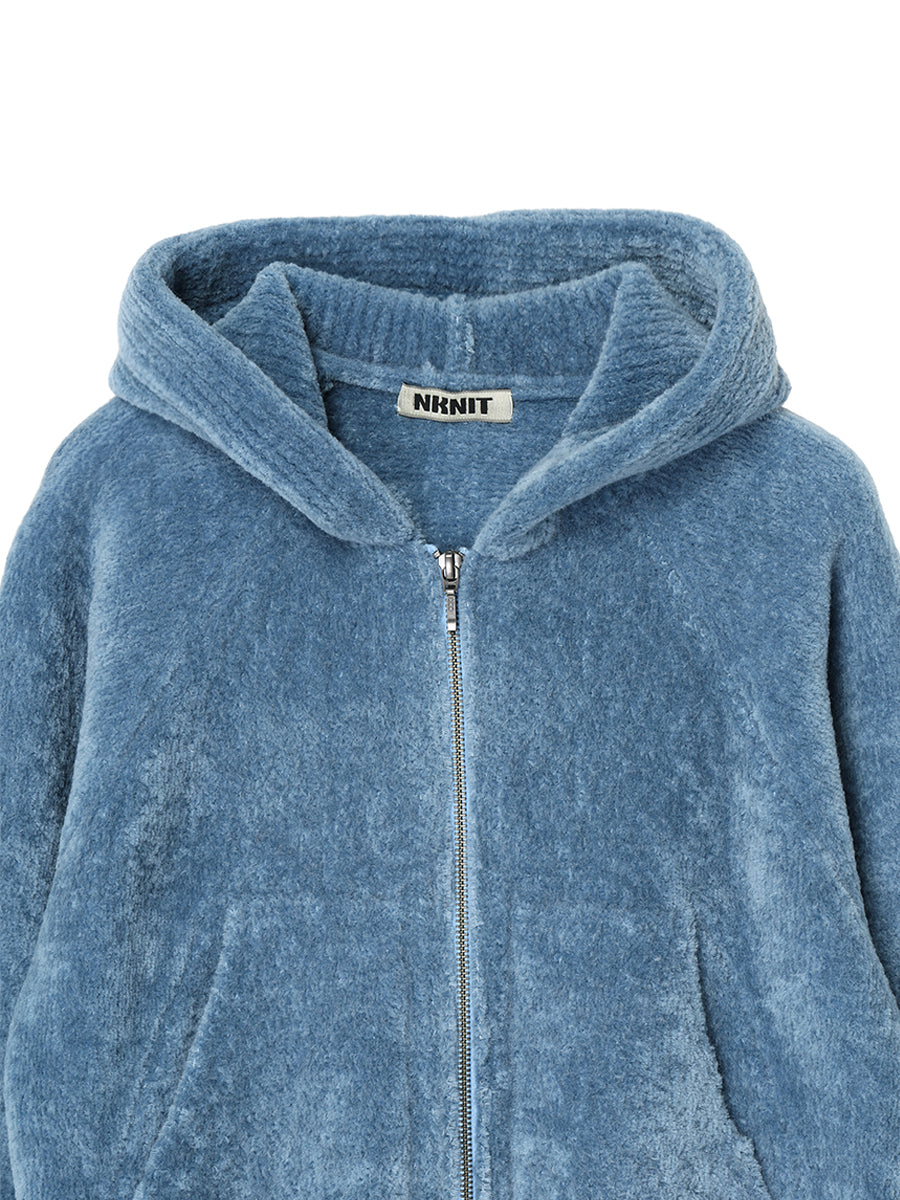fluffy wool KNIT zip hoodie