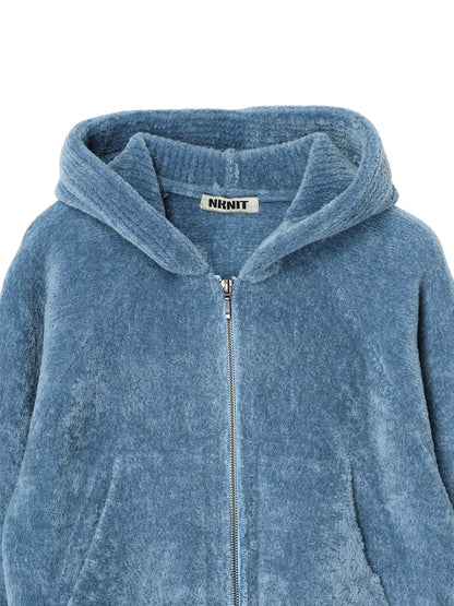fluffy wool KNIT zip hoodie