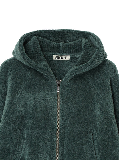 fluffy wool KNIT zip hoodie