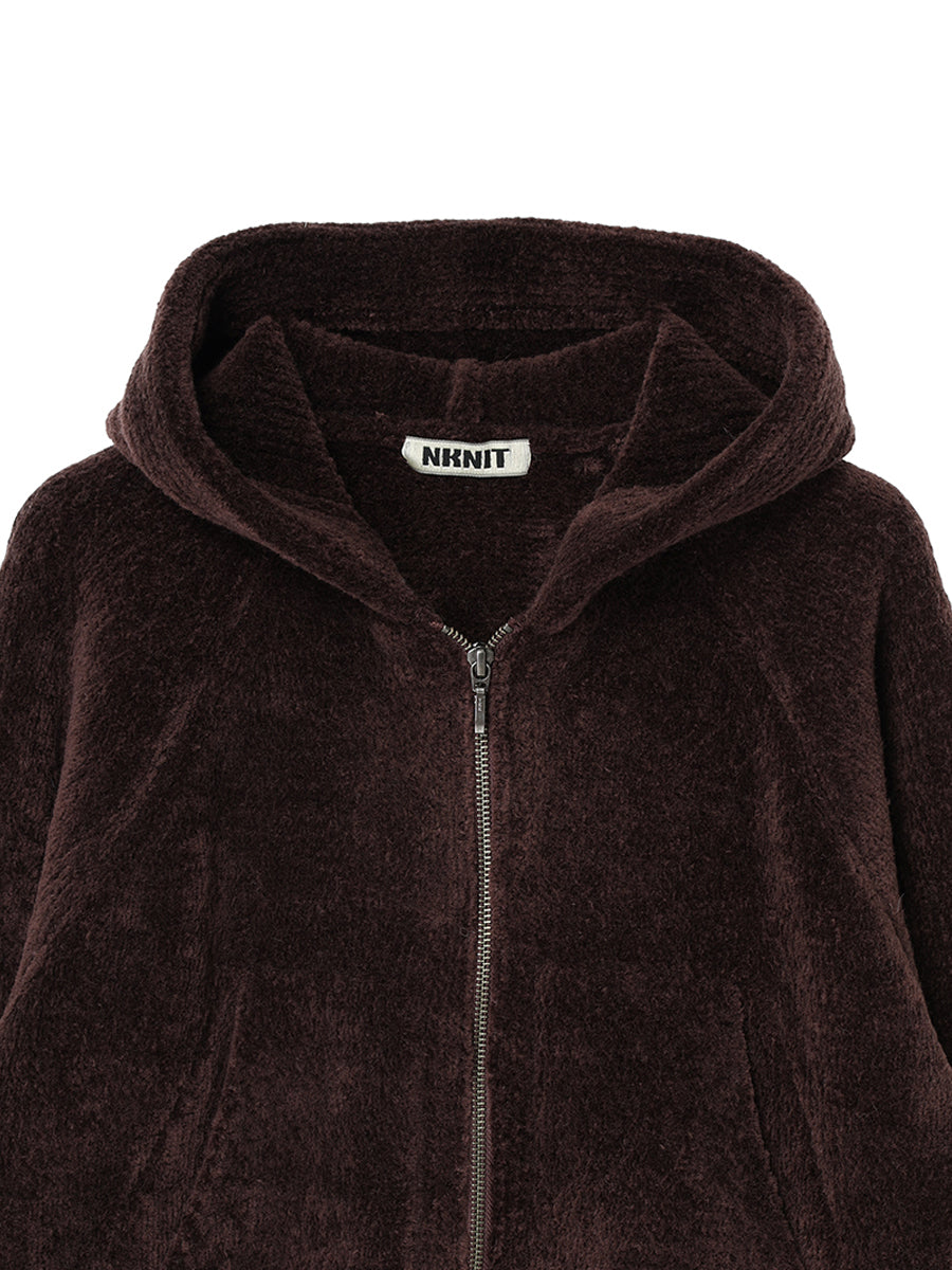 fluffy wool KNIT zip hoodie