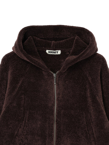 fluffy wool KNIT zip hoodie