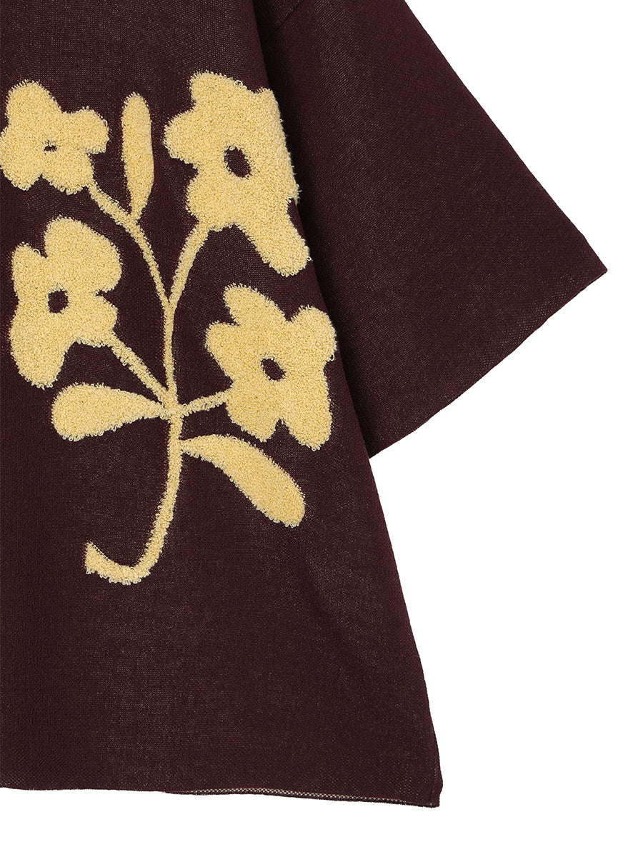 flower jacquard KNIT shirt