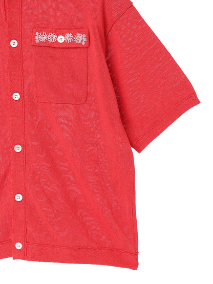 beads flower KNIT shirt