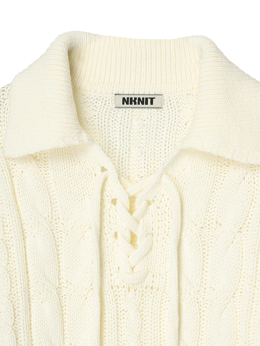 cotton cable lace up KNIT