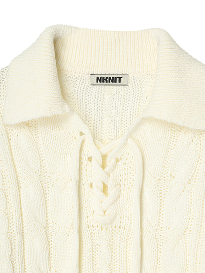 cotton cable lace up KNIT