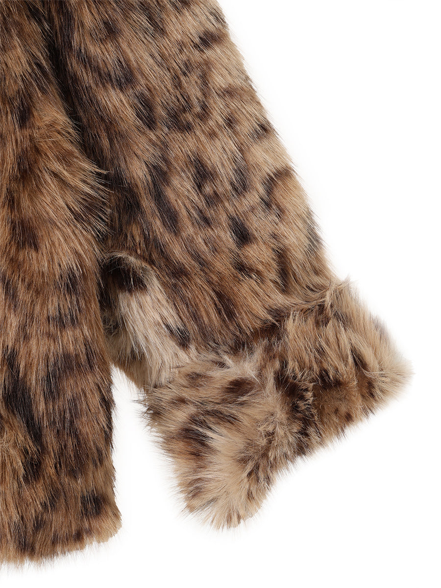 stand collar faux fur jacket