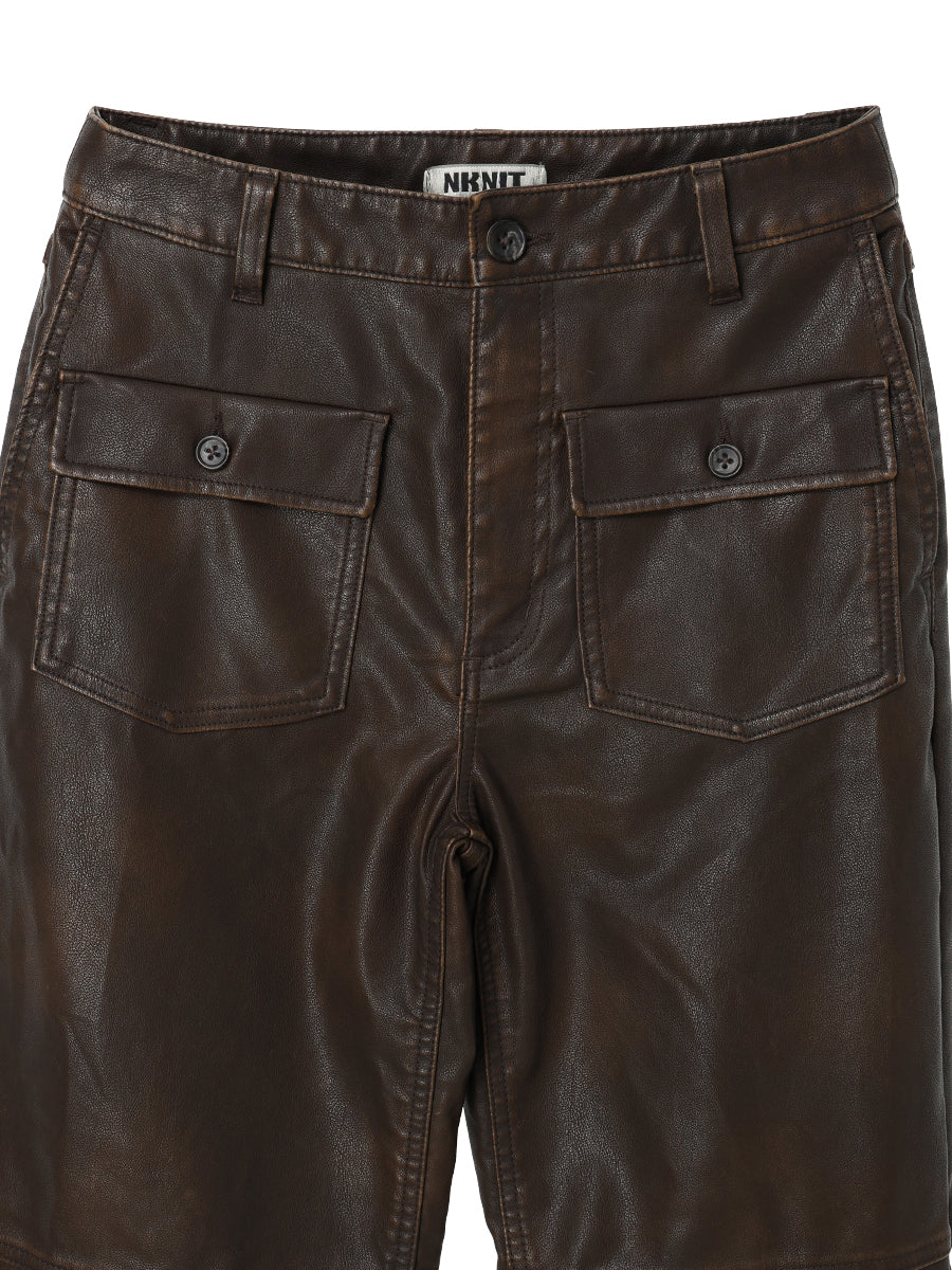 washed faux leather pants