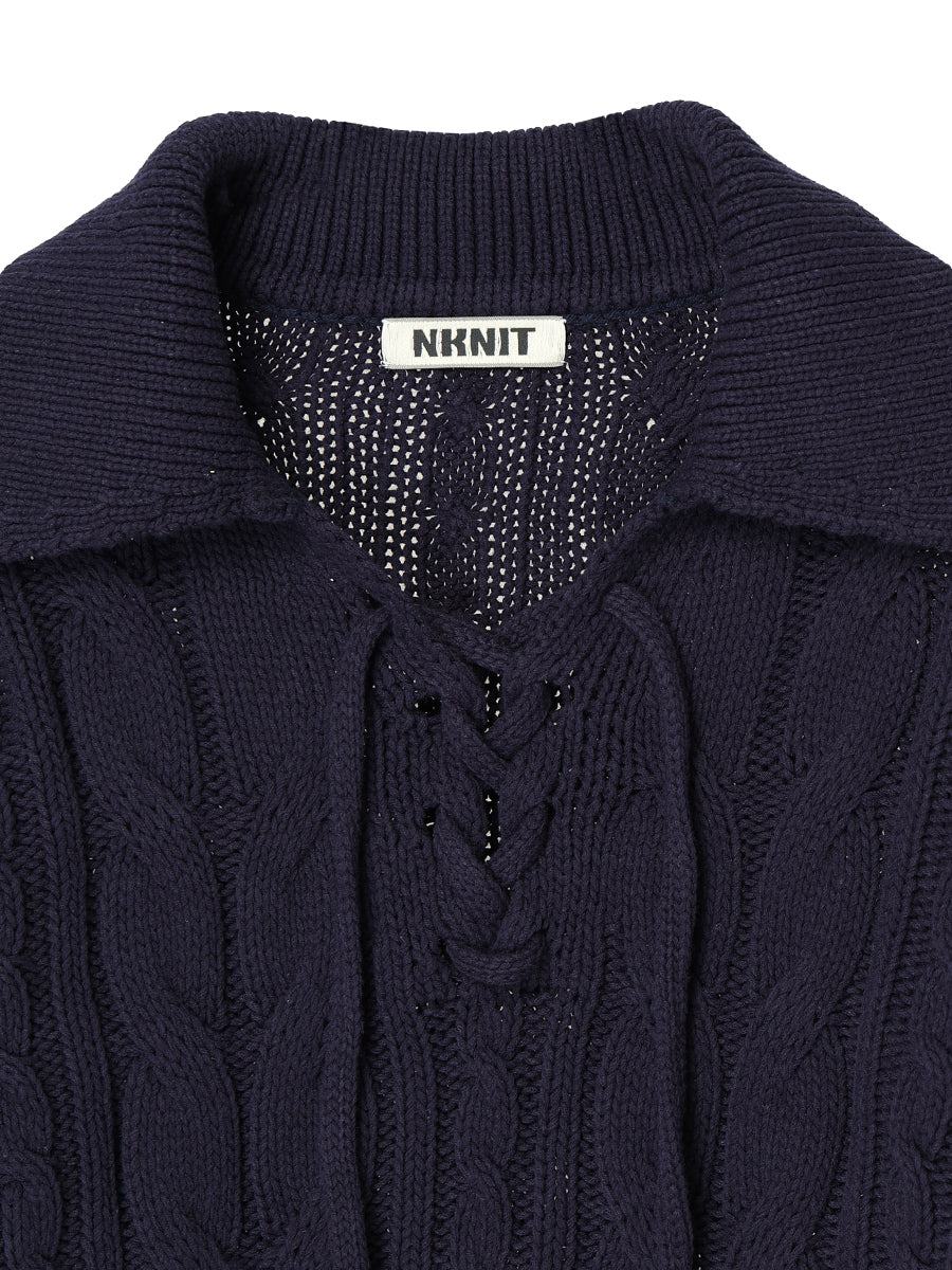 cotton cable lace up KNIT