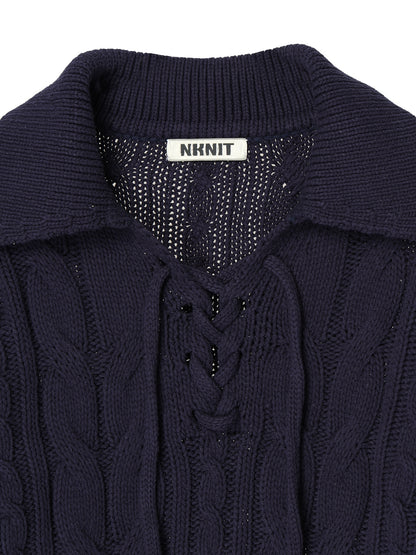 cotton cable lace up KNIT