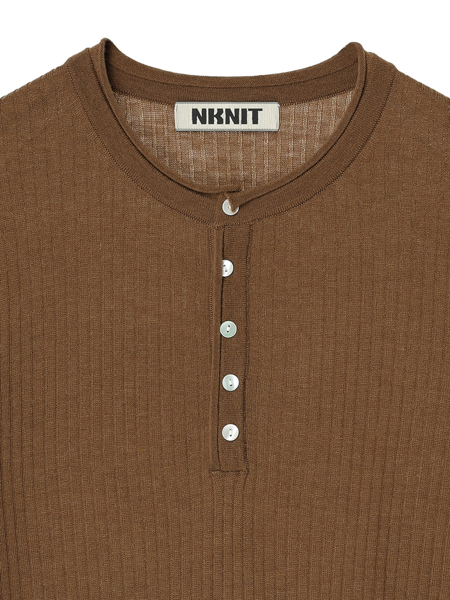 sheer rib henley KNIT