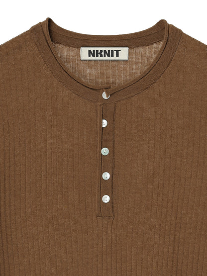 sheer rib henley KNIT