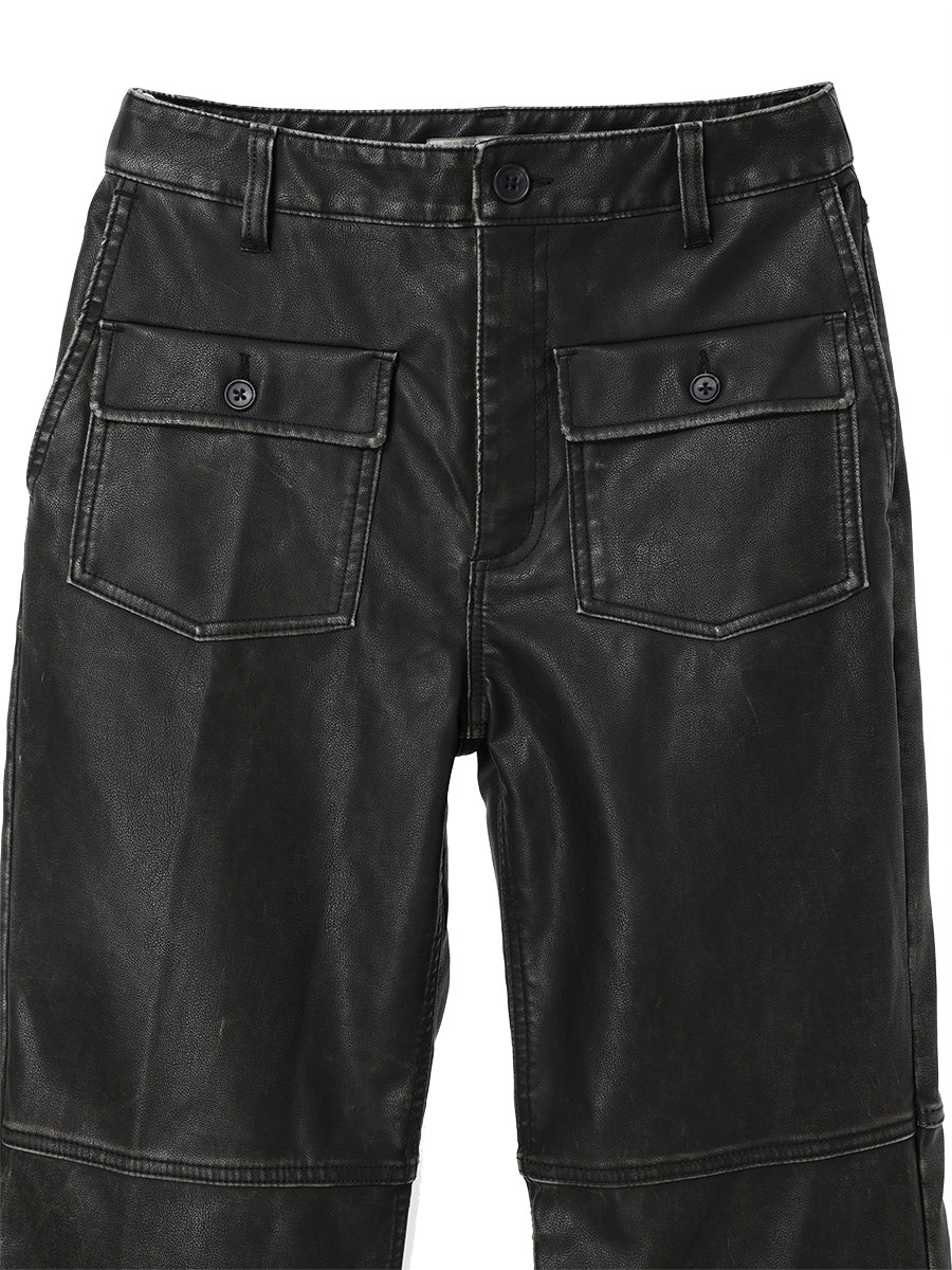 washed faux leather pants