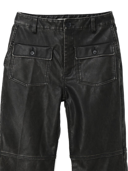 washed faux leather pants