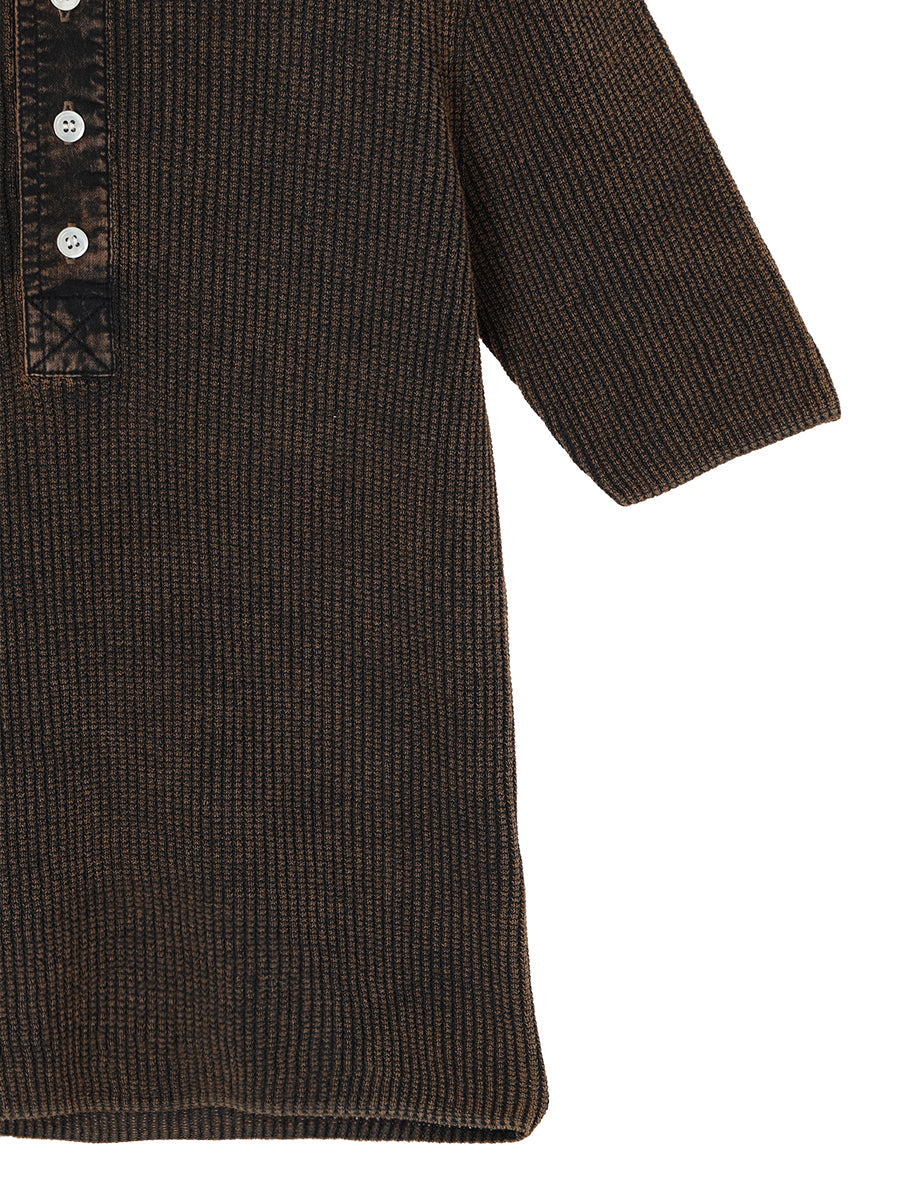 dyed waffle henry neck KNIT