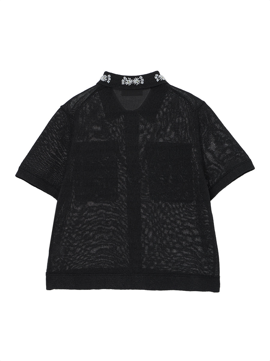 beads flower KNIT shirt