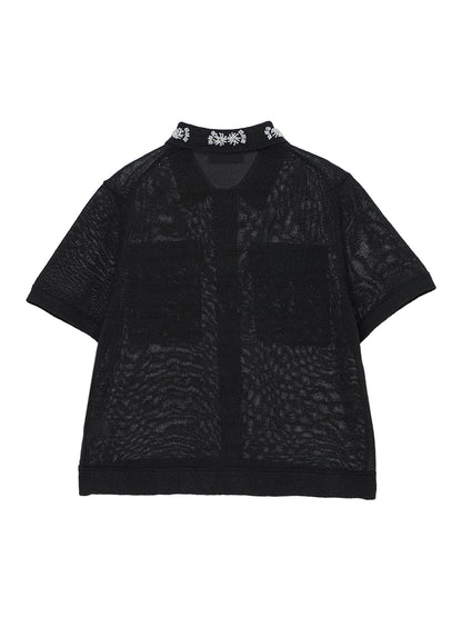 beads flower KNIT shirt
