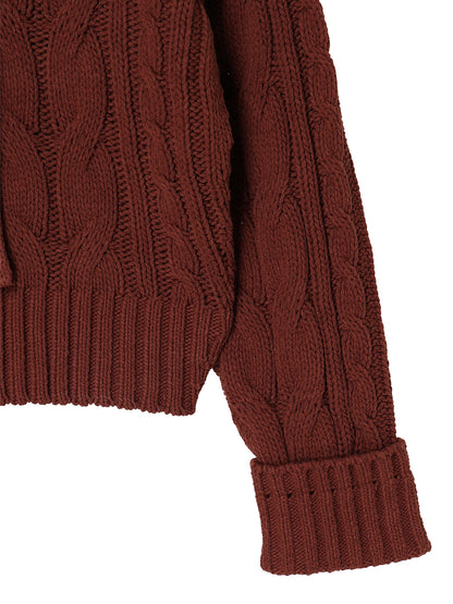 cotton cable lace up KNIT