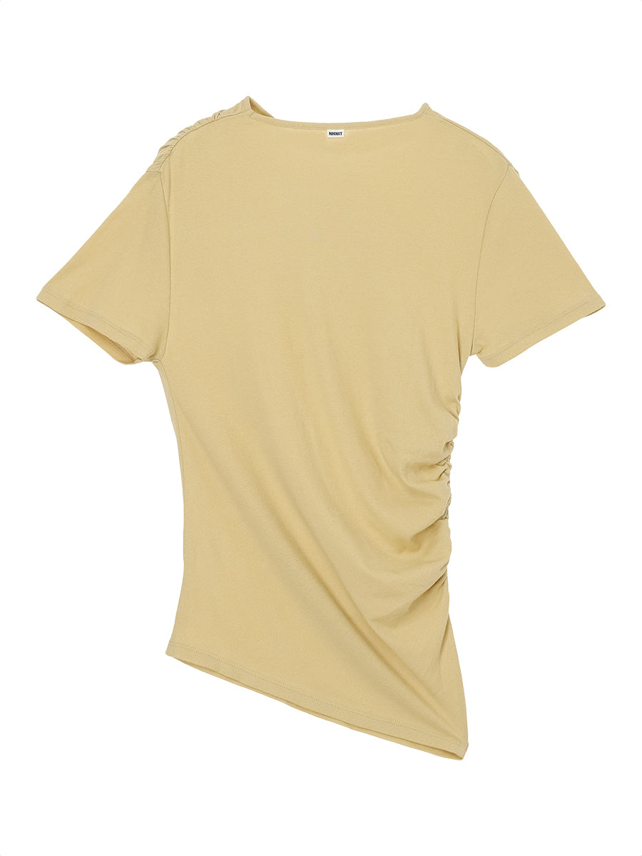 cotton/cashmere asymmetry  gatherT-shirt