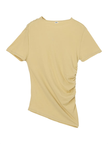 cotton/cashmere asymmetry  gatherT-shirt