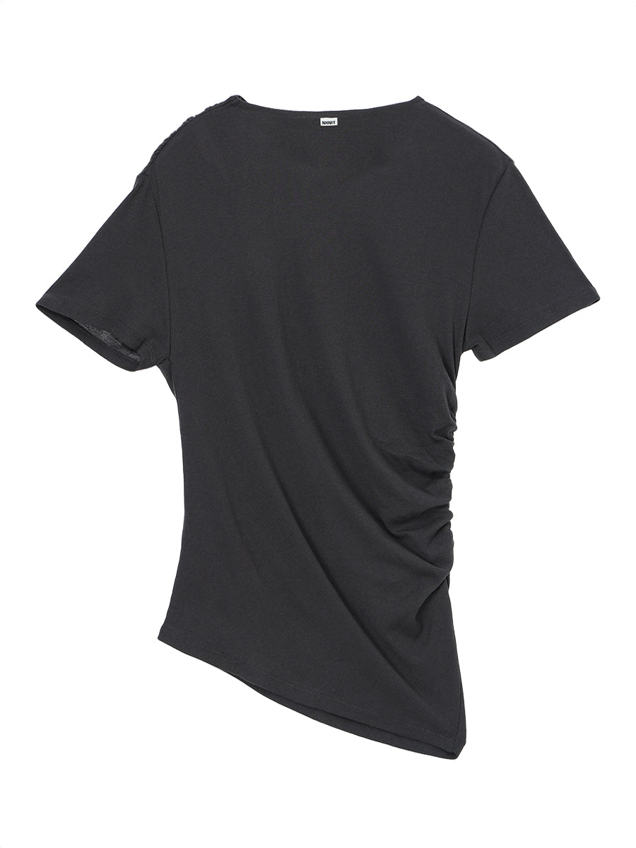 cotton/cashmere asymmetry  gatherT-shirt