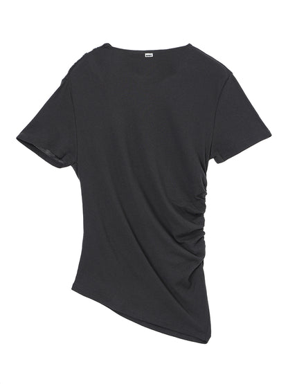 cotton/cashmere asymmetry  gatherT-shirt