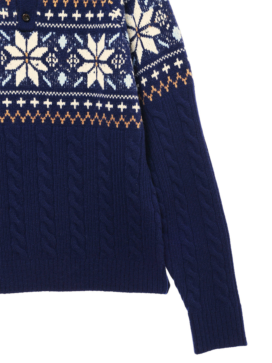 nordic pattern henley KNIT