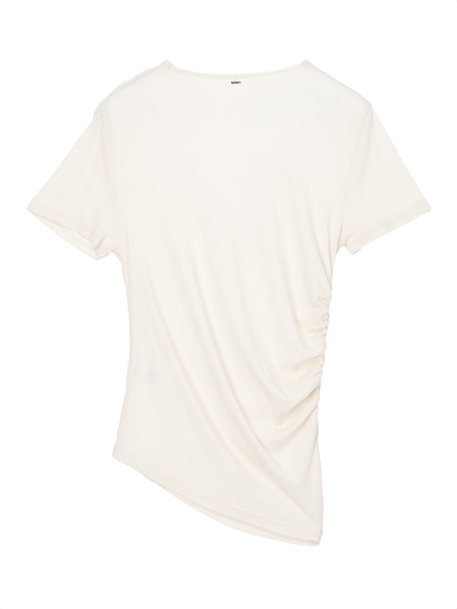 cotton/cashmere asymmetry gatherT-shirt – NKNIT