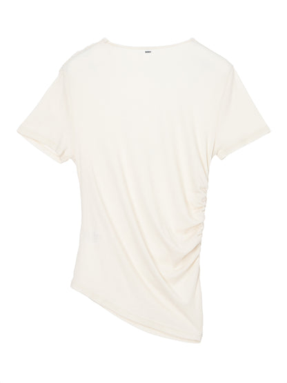 cotton/cashmere asymmetry  gatherT-shirt