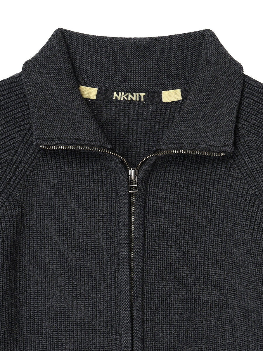 zip-up high neck KNIT【large】