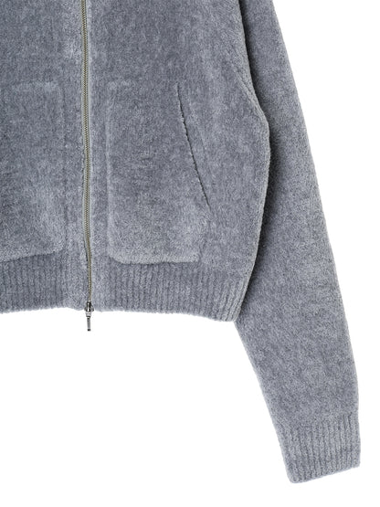 fluffy wool KNIT zip hoodie