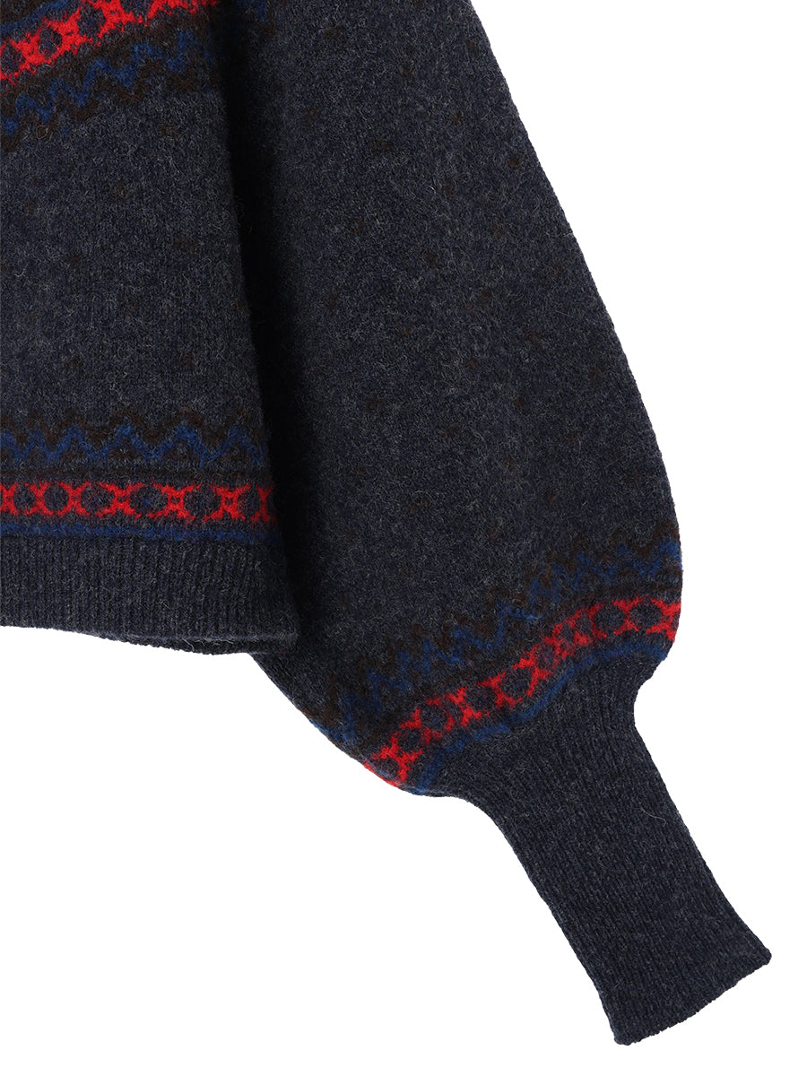 fair Isle pattern balloon sleeve KNIT