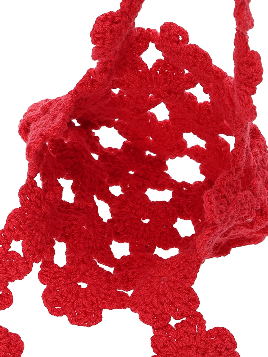 crochet KNIT flower bag