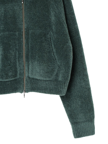 fluffy wool KNIT zip hoodie